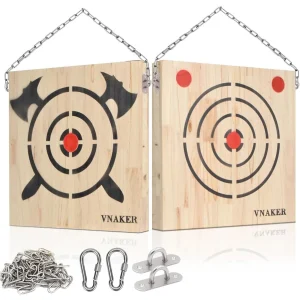 Axe and Knife Throwing Wooden Target with Steel Chain